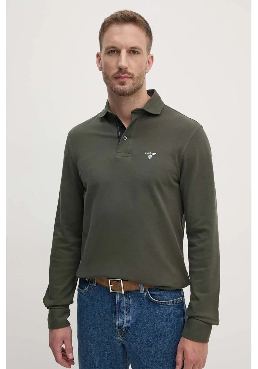 obrazek 1 Barbour longsleeve bawełniany kolor zielony gładki MML1333