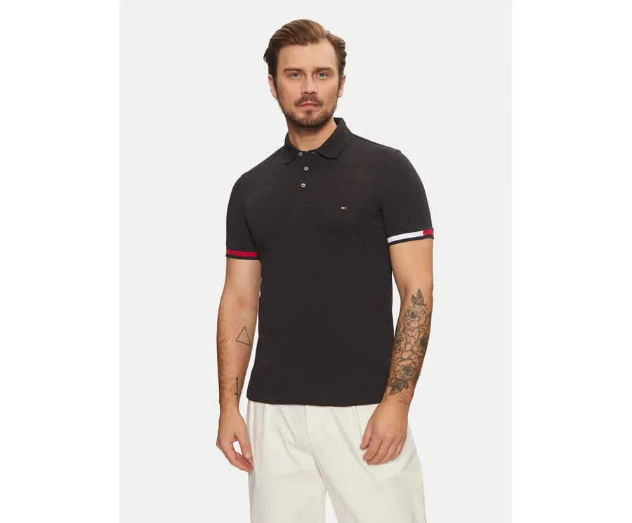 obrazek 1 Tommy Hilfiger Polo Flag Cuff MW0MW37518 Czarny Slim Fit