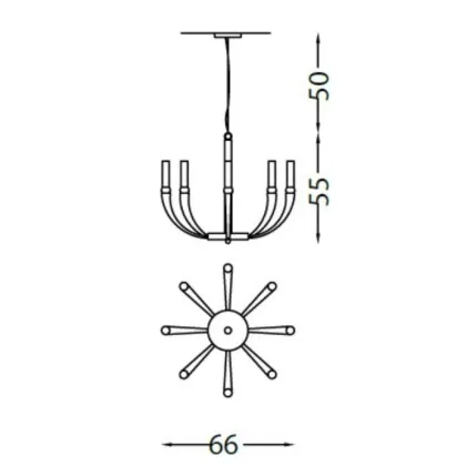 Zdjęcie Żyrandol z ramieniem rogowym, kryształami i świecami pirex - Il Paralume Marina