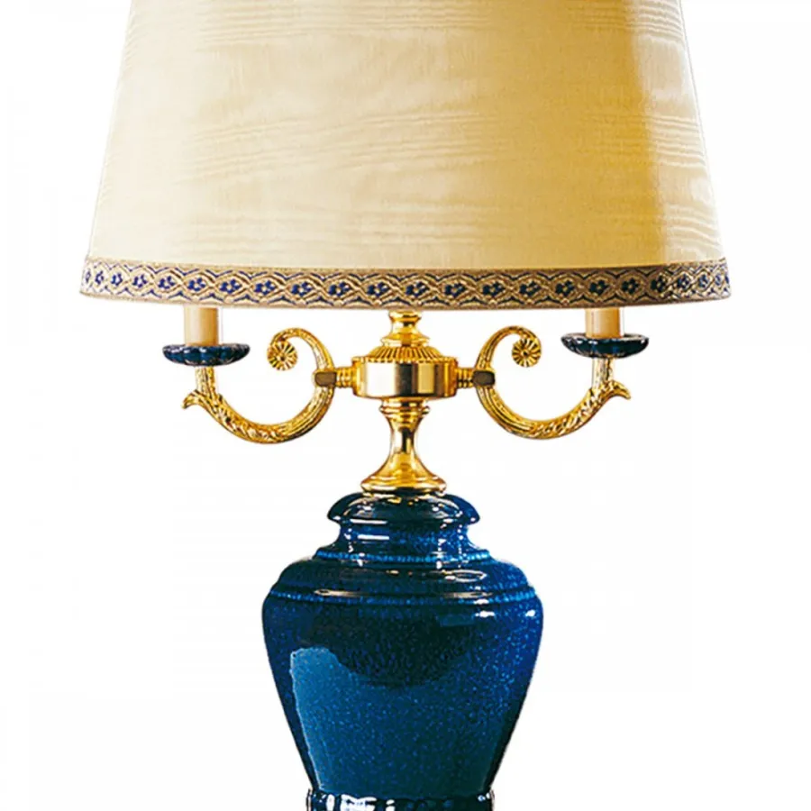 obrazek 2 Lampa stołowa dwupunktowa z mosiądzu H.73xL.33xP.43 cm