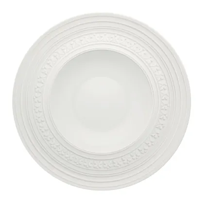 Zdjęcie Klasyczny biały talerz do zupy z porcelany Ornament z reliefowym zdobieniem - Vista Alegre