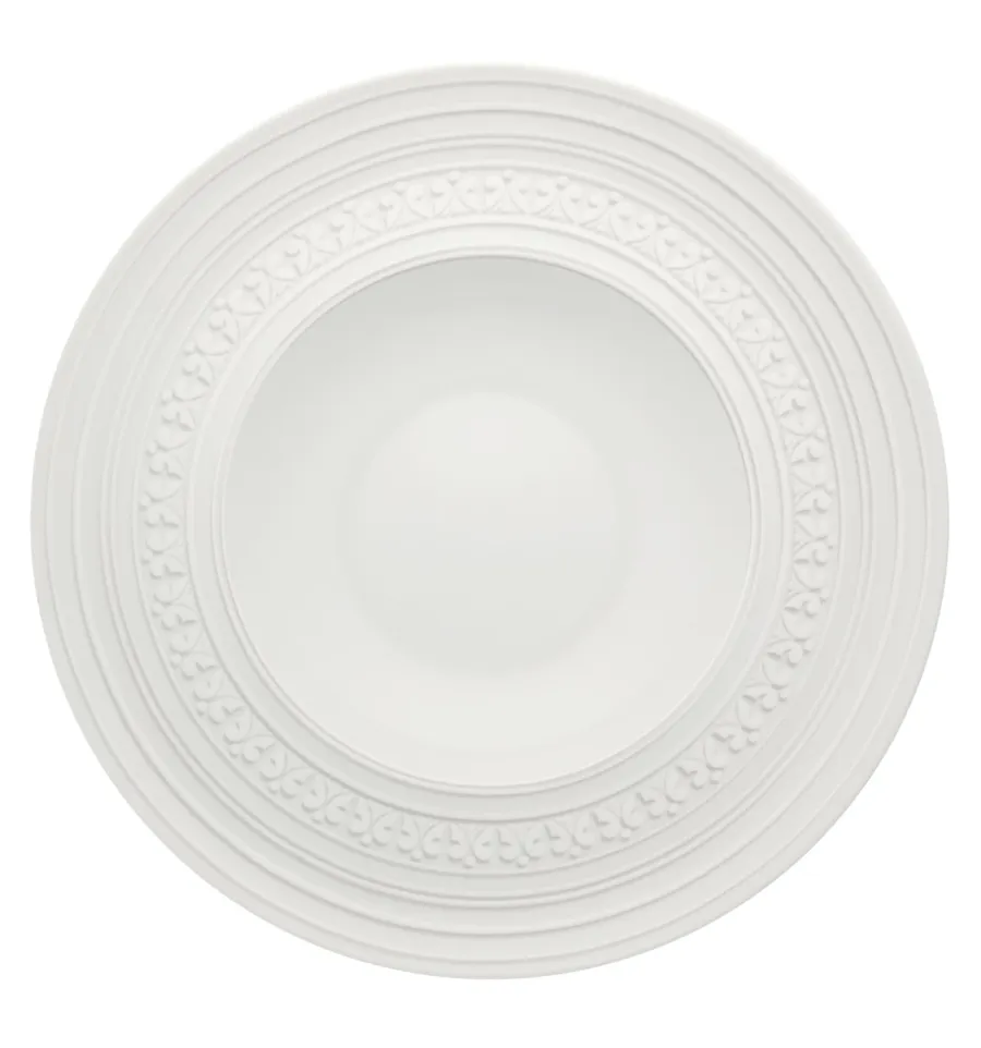 obrazek 1 Klasyczny biały talerz do zupy z porcelany Ornament z reliefowym zdobieniem - Vista Alegre