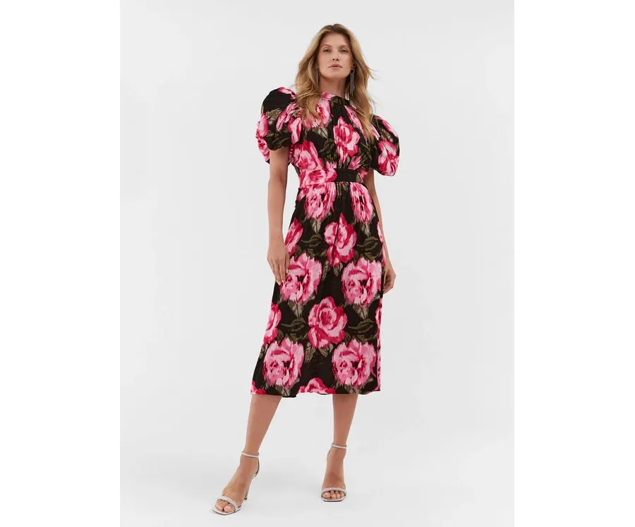 obrazek 1 ROTATE Sukienka dzianinowa Jacquard Bell Maxi 1112452840 Kolorowy Regular Fit