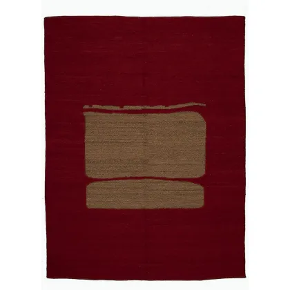 Zdjęcie Luksusowy geometryczny wełniany dywan w kolorze bordowym - Sartori Rugs