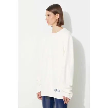 Zdjęcie A.P.C. sweter wełniany damski kolor biały lekki