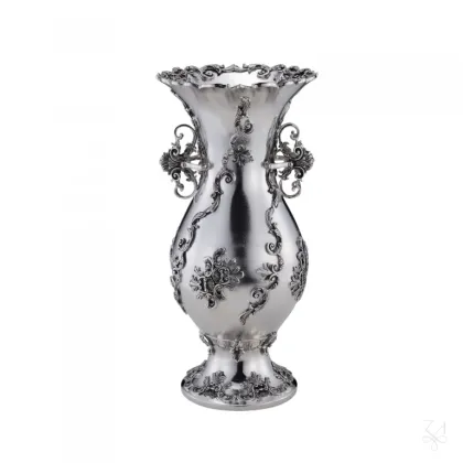 Picture A beautiful, stylish silver vase decorated with an original ornament - Zaramella Argenti