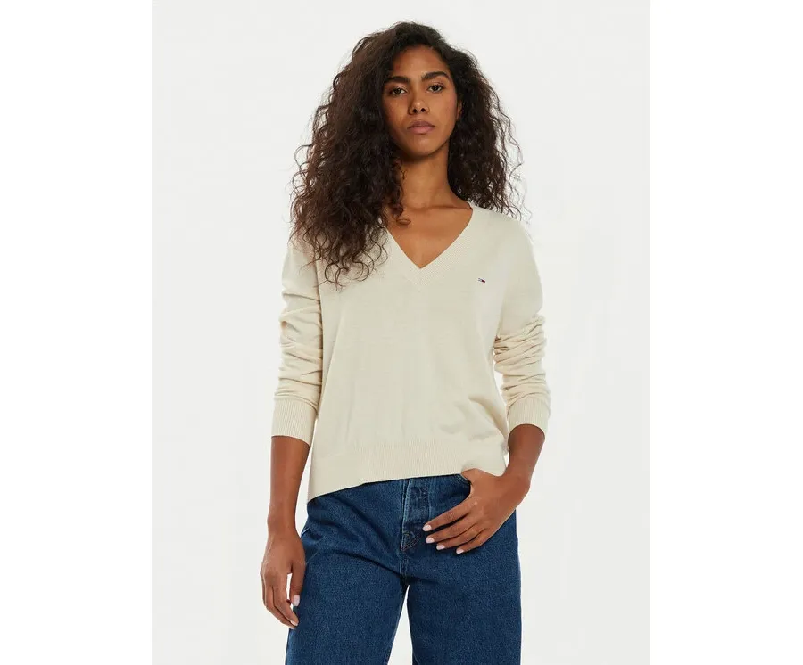 obrazek 1 Tommy Jeans Sweter Essential DW0DW18670 Beżowy Regular Fit