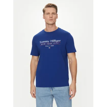 Zdjęcie Tommy Hilfiger T-Shirt Center Stack MW0MW38621 Niebieski Regular Fit
