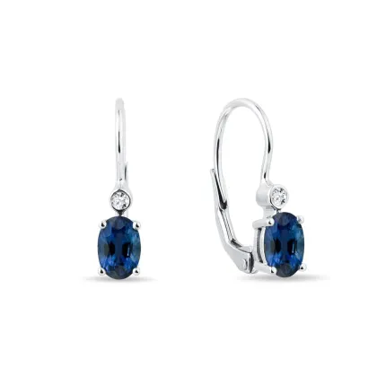 Zdjęcie Kolczyki z białego złota z owalnymi szafirami i brylantami KLENOTA