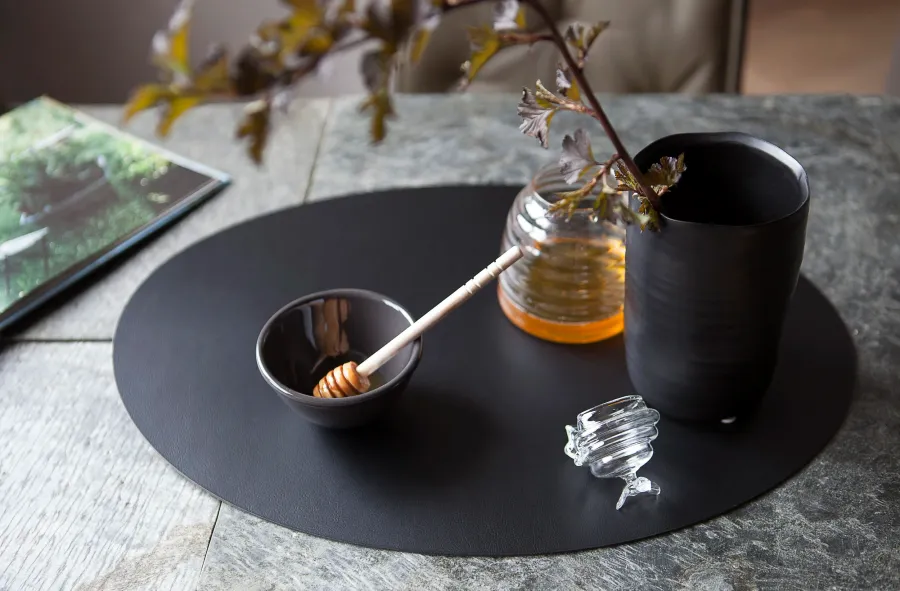 obrazek 2 Duża dwustronna owalna podkładka na stół w kolorze czarnym i szarym