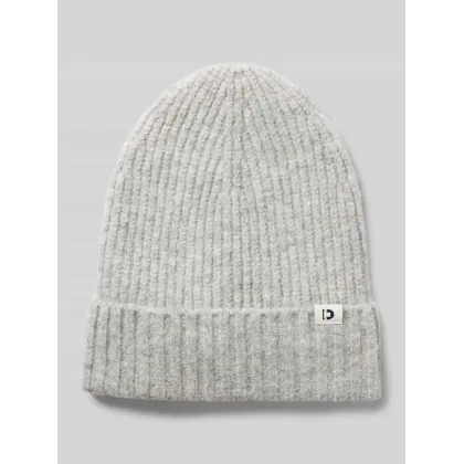 Zdjęcie Czapka beanie z prążkowanej dzianiny z naszywką z logo na brzegu