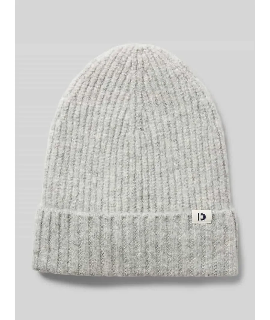 obrazek 1 Czapka beanie z prążkowanej dzianiny z naszywką z logo na brzegu