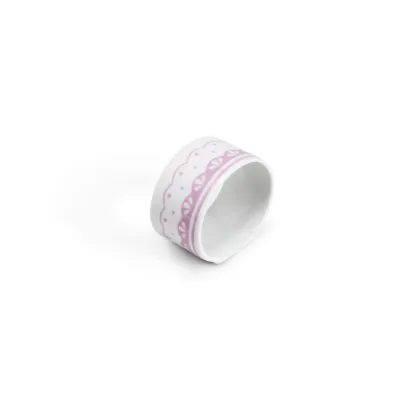 Zdjęcie Wyjątkowy pierścień na serwetki z porcelany z różowym zdobieniem - Leander