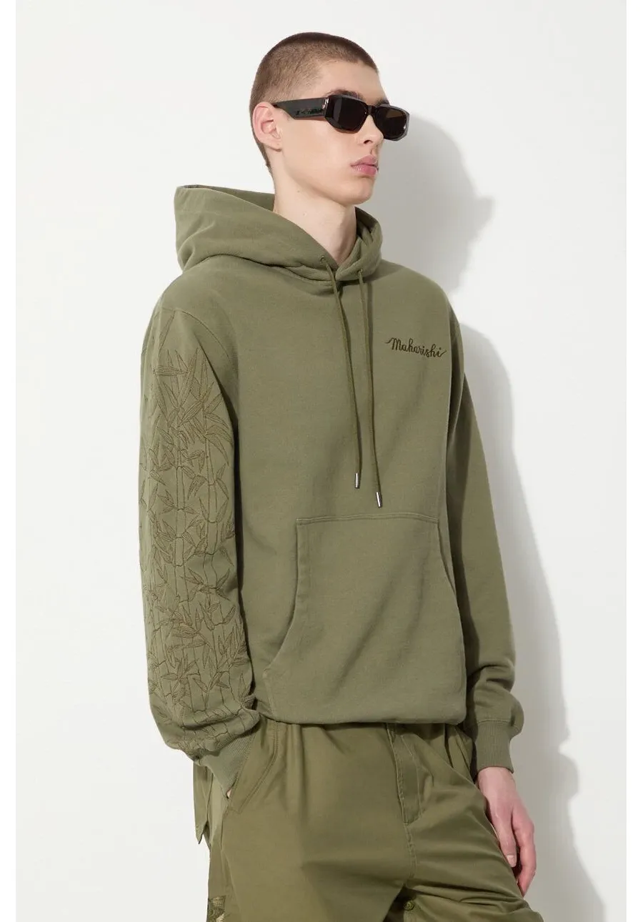 obrazek 1 Maharishi bluza bawełniana Dragon Bamboo Hooded Sweat męska kolor zielony z kapturem z aplikacją 5075.OLIVE