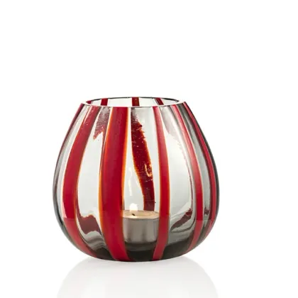 Zdjęcie Luksusowy czerwony świecznik z włoskiego szkła Murano