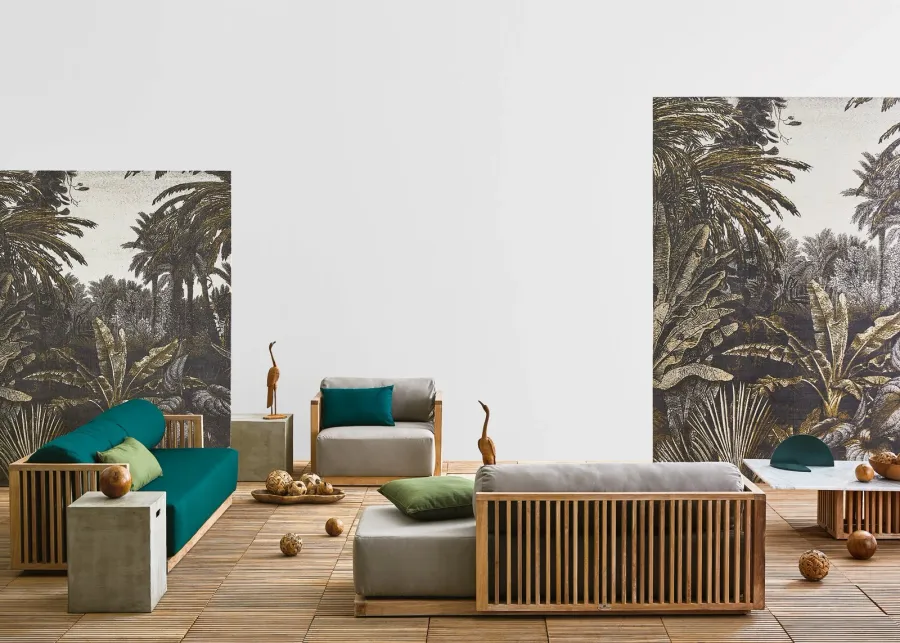 obrazek 4 Piękna stylowa asymetryczna sofa Code z drewna tekowego