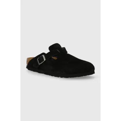 Zdjęcie Birkenstock klapki zamszowe Boston damskie kolor czarny 1027067