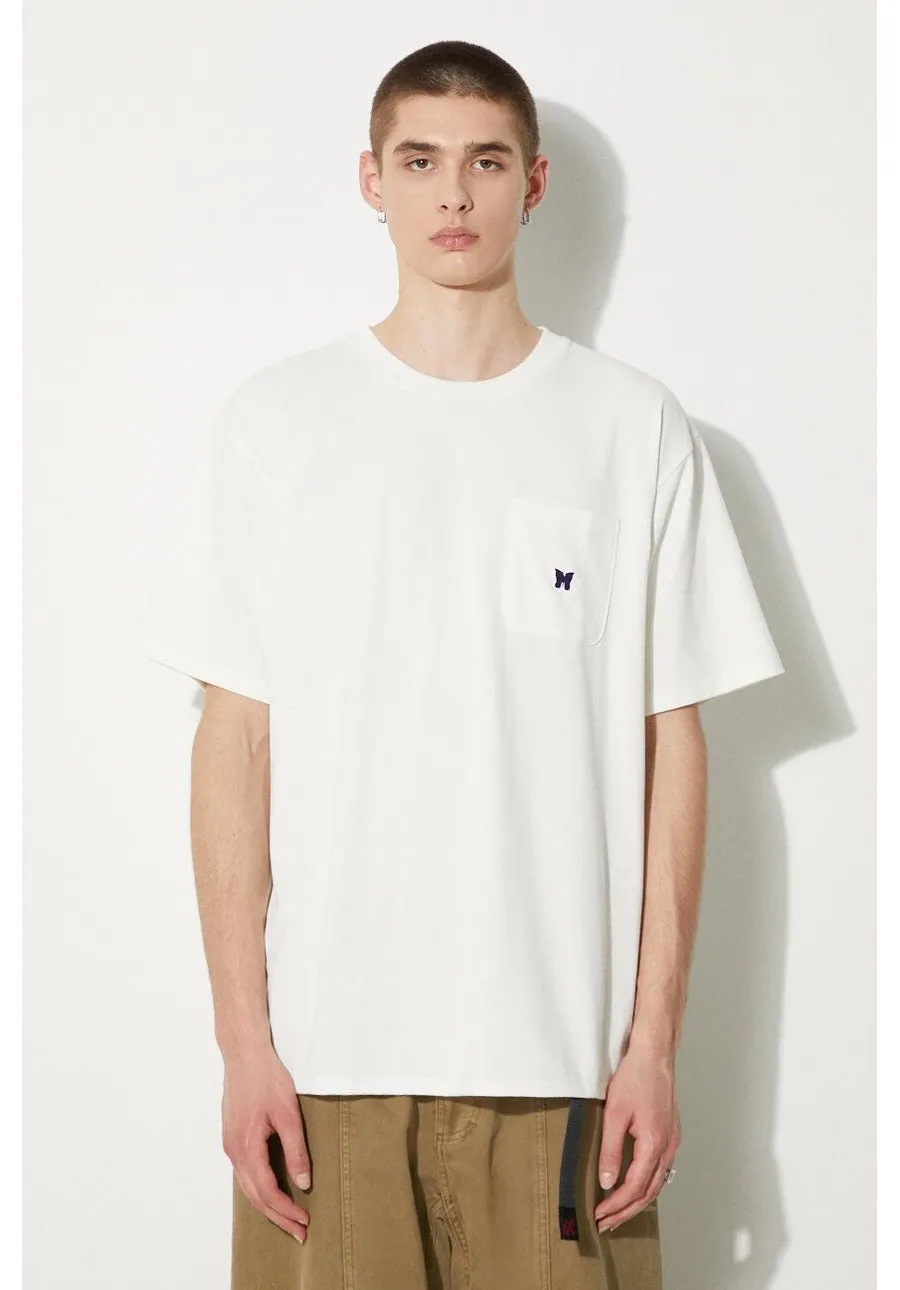 obrazek 1 Needles t-shirt S/S Crew Neck Tee męski kolor biały gładki OT262