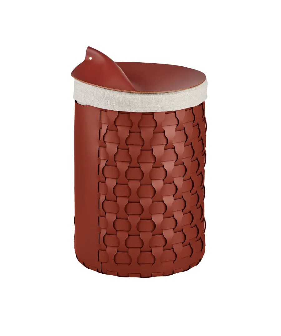 obrazek 2 Skórzana bordowa pokrywka Ø44 cm do okrągłego kosza