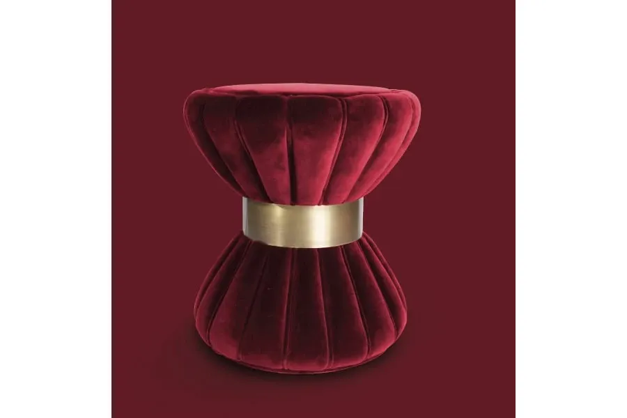 picture 6 Modern stool - velvet cotton upholstery - Ottiu