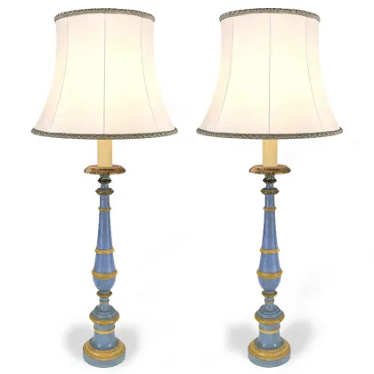 Zdjęcie Świeczniki Para starych lamp z początku XIX wieku