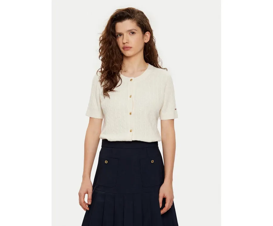 obrazek 1 Tommy Hilfiger Kardigan WW0WW43958 Écru Regular Fit