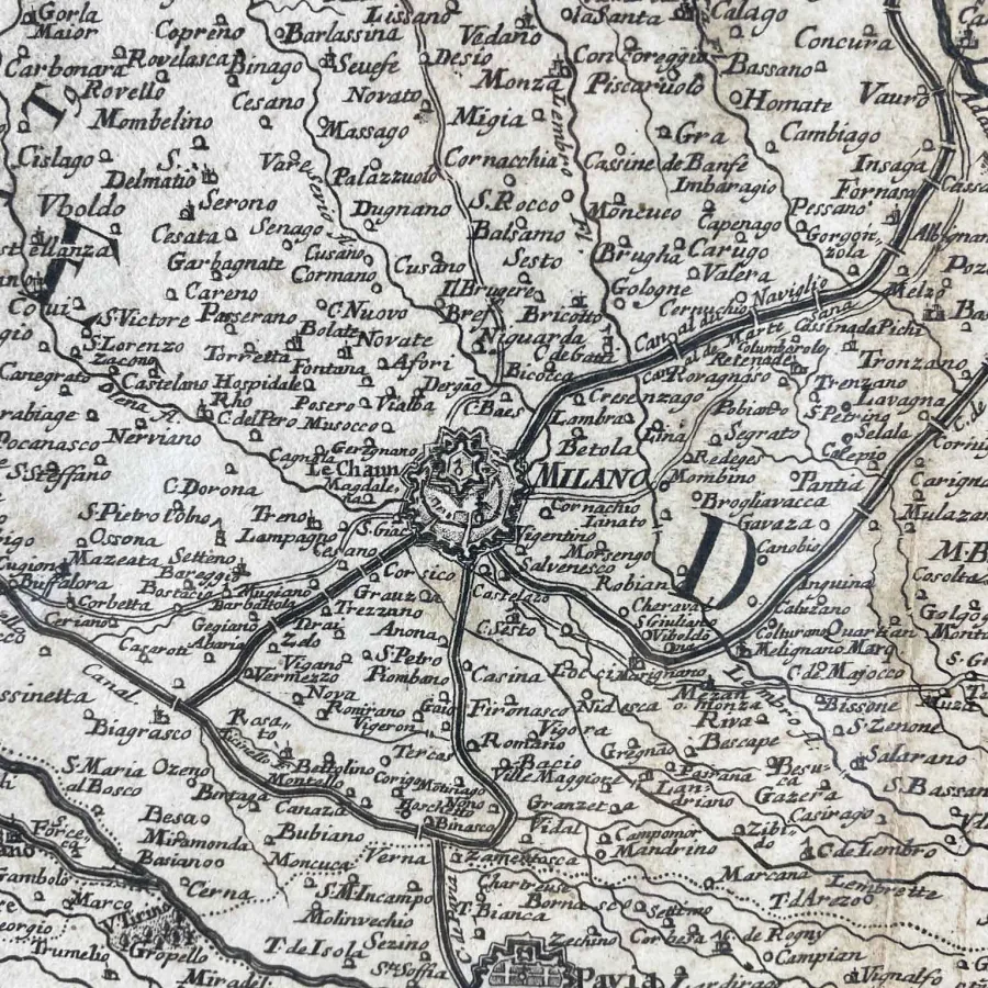 obrazek 3 Geremias Wolff Mapa geograficzna państwa Mediolanu, początek XVIII wieku
