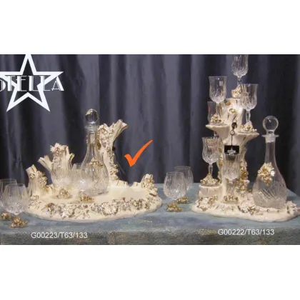 Picture A prestigious alcohol tasting set decorated with ceramics