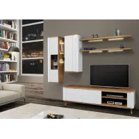 Picture Exclusive, modern living room furniture set (TV table, suspended cabinets, shelves) - Epoca