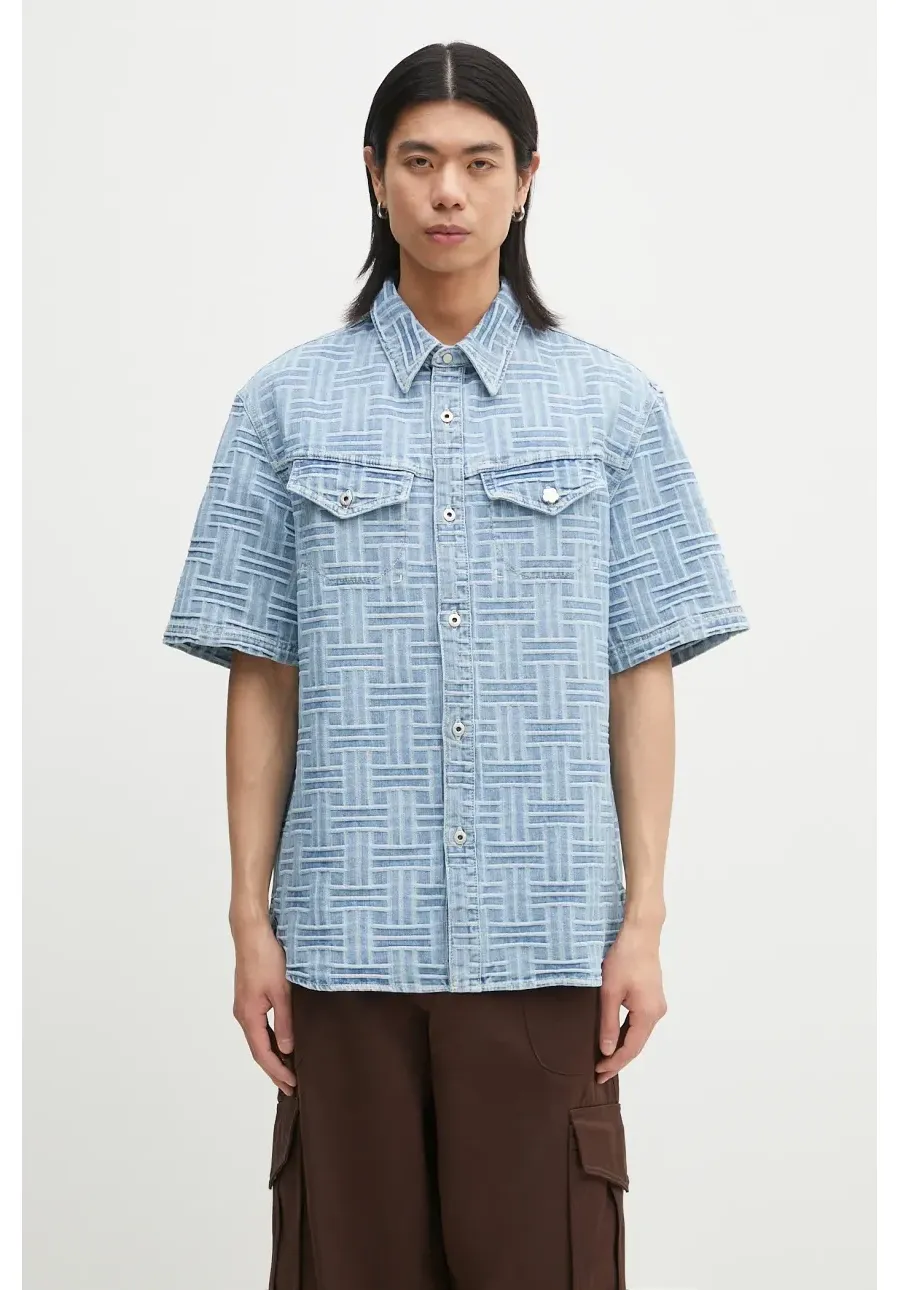 obrazek 1 Kenzo koszula jeansowa męska kolor niebieski relaxed z kołnierzykiem klasycznym FF55DC1026J4.DB