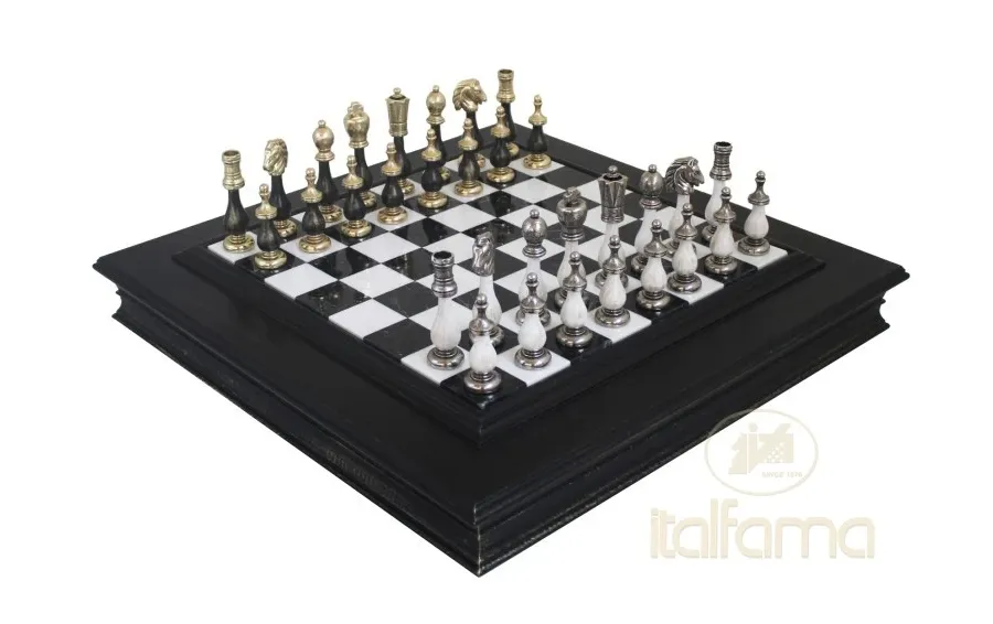 obrazek 1 Ręcznie wykonana szachownica z wysokiej jakości drewna i marmuru