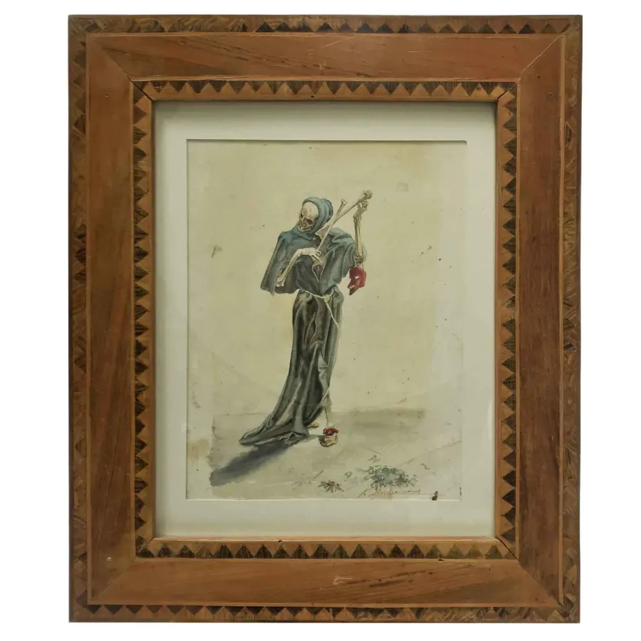 obrazek 1 Von Lindpaintner Macabre skrzypek narysowany akwarelą