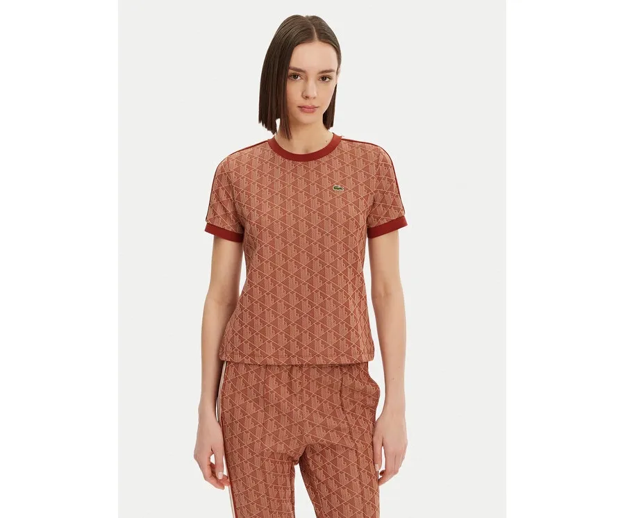obrazek 1 Lacoste T-Shirt TF3244 Pomarańczowy Slim Fit