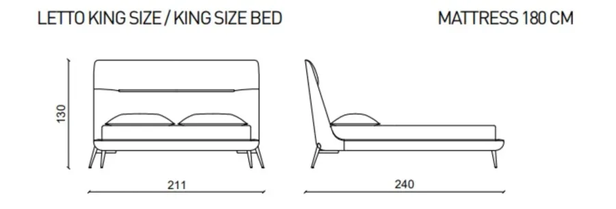 obrazek 2 Nowoczesne łóżko Amelie z jasnozłotym wykończeniem, king size - Ulivi Salotti