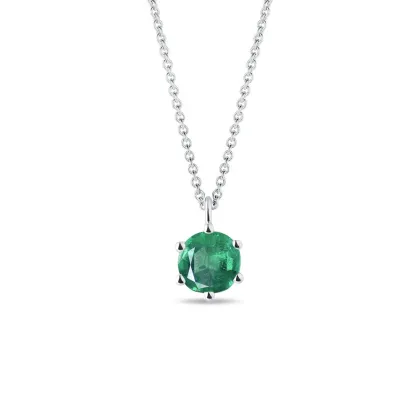 Zdjęcie Wisiorek ze szmaragdem w białym złocie KLENOTA