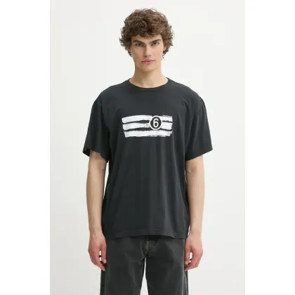 Zdjęcie MM6 Maison Margiela t-shirt bawełniany męski kolor czarny z nadrukiem SH2GC0023