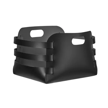 Zdjęcie Elegancki koszyk Riga 27x36xH25 cm z czarnej naturalnej skóry