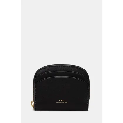 Zdjęcie A.P.C. portfel skórzany Compact Demi-Lune Mini damski kolor czarny PXAWV.F63437