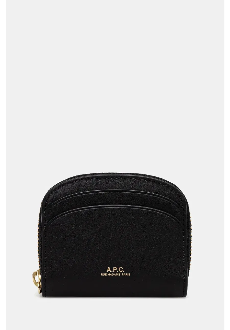 obrazek 1 A.P.C. portfel skórzany Compact Demi-Lune Mini damski kolor czarny PXAWV.F63437