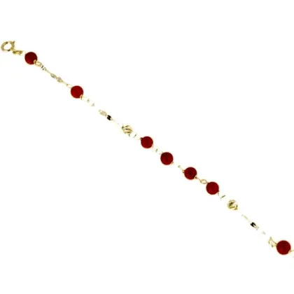 Zdjęcie Dziewczęca bransoletka z koralowymi kulami 14 cm