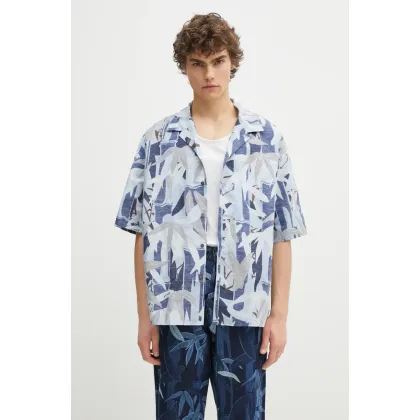 Zdjęcie Kenzo koszula z domieszką lnu męska kolor niebieski relaxed FF55CH1309P1.77