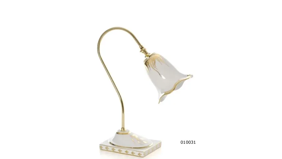 obrazek 5 Porcelanowa lampka na stół w wersji lustrzanego złota i platynowego srebra