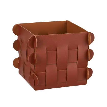 Zdjęcie Stylowy skórzany koszyk Shlesser 13x13xH13 cm w kolorze burgundowym