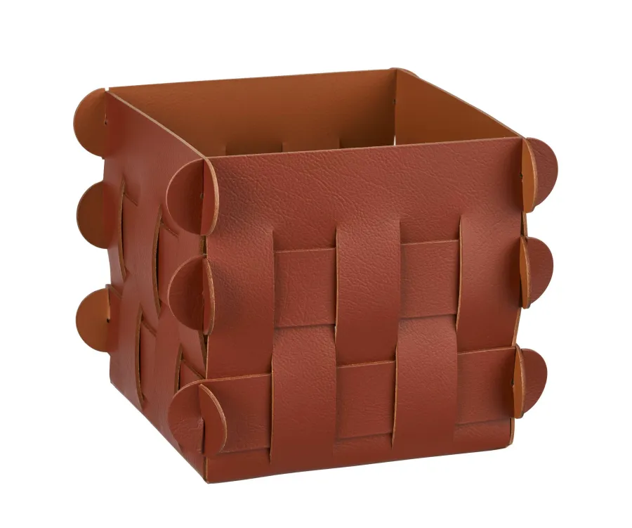 obrazek 1 Stylowy skórzany koszyk Shlesser 13x13xH13 cm w kolorze burgundowym