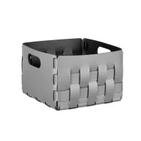 Picture Bottega basket 25x25xH20 cm made of gray natural leather