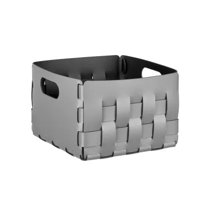 Zdjęcie Kosz Bottega 25x25xH20 cm wykonany z szarej naturalnej skóry