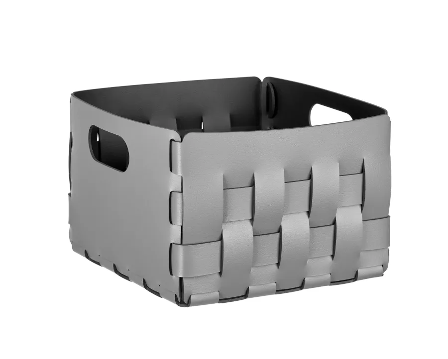 obrazek 1 Kosz Bottega 25x25xH20 cm  wykonany z szarej naturalnej skóry