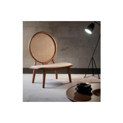 Zdjęcie Eleganckie, Designerskie Krzesło z Włoch z Siedzeniem i Oparciem z Plecionych Naturalnych Włókien - Bamax