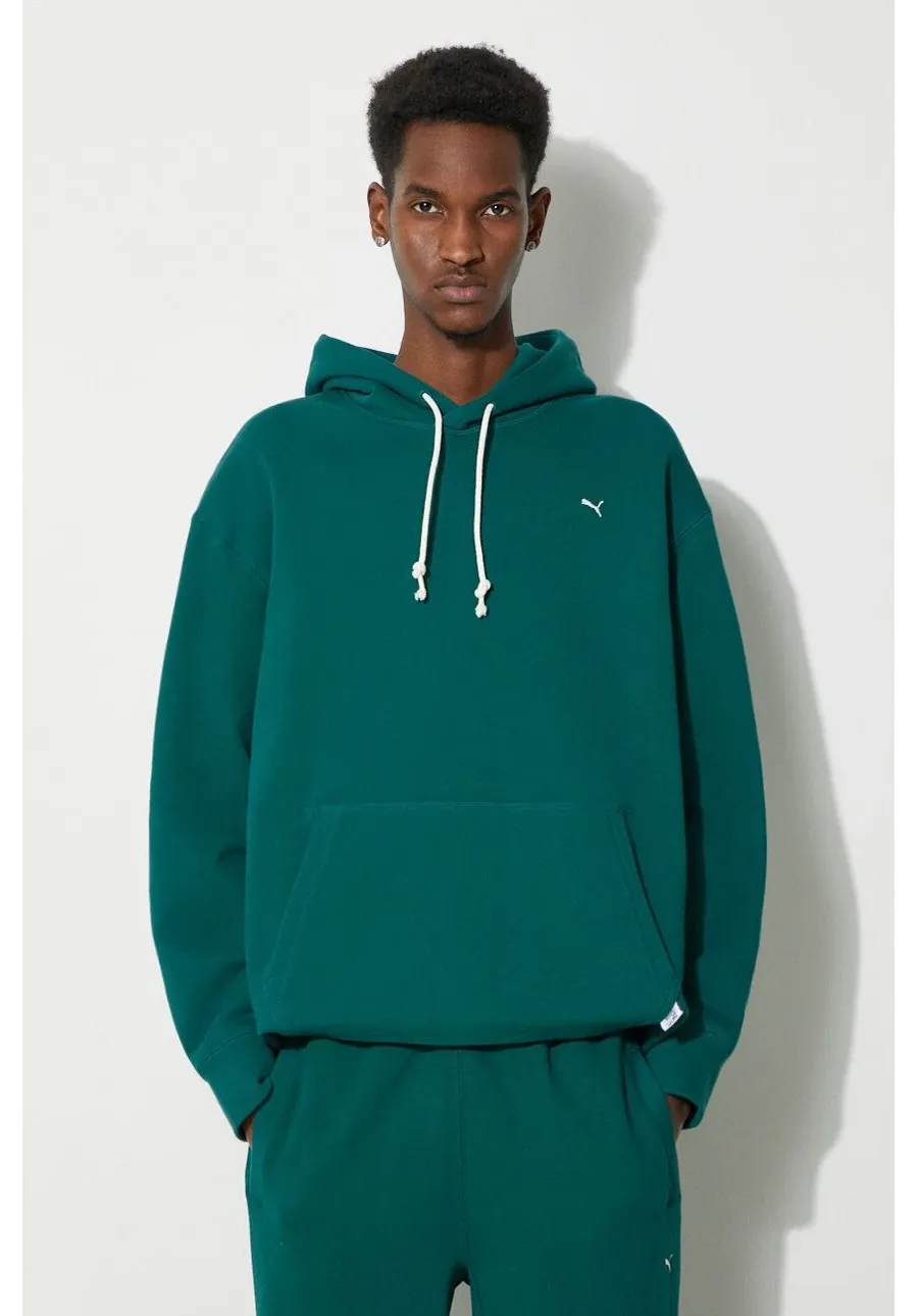 obrazek 1 Puma bluza bawełniana MMQ męska kolor zielony z kapturem melanżowa 624011