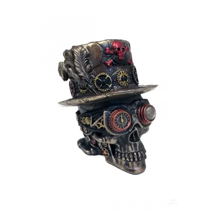 Zdjęcie Awangardowa dekoracja - steampunkowa czaszka z cylindrem